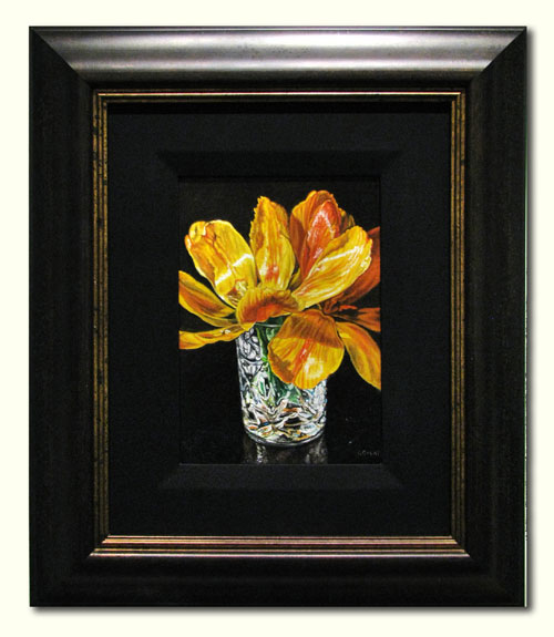 Tulips in Crystal Glass